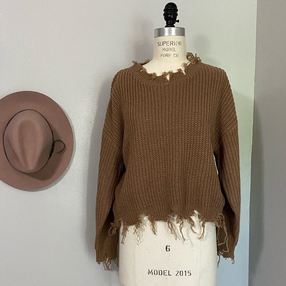 Distressed Hem Sweater
